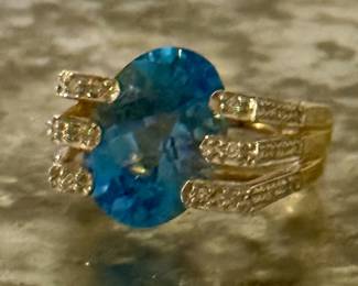 Tourmaline and diamond ring