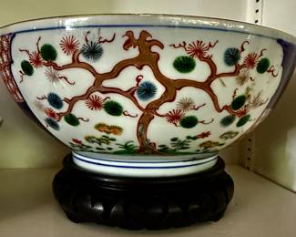 PAIR 19C Japanese Porcelain Imari Bowl 12 1/4 Inch Diameter