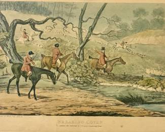 "Breaking Cover" by Henry Thomas Alken, likely from the early 19th century