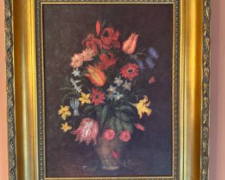 #143 - Floral Print on Board 17.7"x21.5" - Framed at Judy's Place  $32