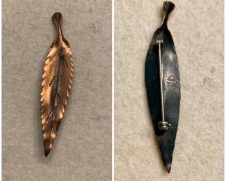 #98 Stuart Nye Copper Leaf Brooch $12