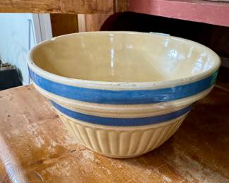 SOLD #152 - Yellow & Blue Stoneware Bowl   