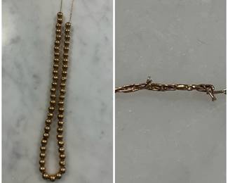 Chain looks to be repaired in one spot on 33" 14KT add a bead necklace