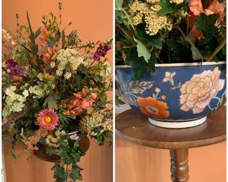 SOLD #135    Floral Arrangement in Blue Floral Bowl    