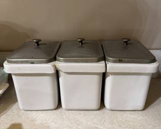 SOLD #159 - 3 pc Ceramic Storage Canisters 
