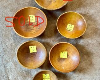 Dough Bowls        #1   17 1/4"      $60  SOLD /                                                     #2     15 1/4"                                          $50  SOLD /                                                                          #3     13"  Parrish Chicago             $44    /                                              #4     13" (has a crack)                      $30         