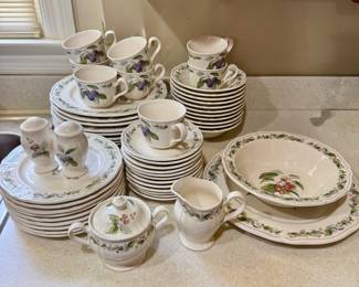 #4 Noritake "Harvest Treasure" dishes - 11 plates (1 with small chip)/ 11 soup/cereal bowls (2 with small chips)/ 8 coffee cups/ 12 coffee saucers/ 1 cream/sugar set/ salt/pepper shakers/ 1 vegetable bowl/ 1 round platter $120