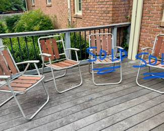 #177 - Aluminum Folding Chairs w/Cedar Slats $12 ea  / One Chair Missing Slat $8