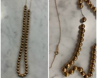 SOLD #118     33" 14 Kt add a bead necklace - 9.90g        