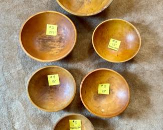Dough Bowls #1 17 1/4" $60 #2 15 1/4" $50 #3 13" Parrish Chicago $44 #4 13" (has a crack) $30 #5 13" $38 #6 11" Munising 2nd $38