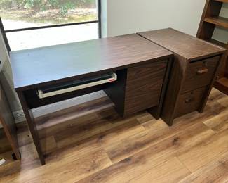 modern office desk and file cabinet