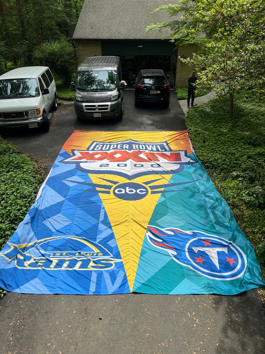 $200 Superbowl 2000 25'x15' banner from Chris Berman's, Boomer, on field studio. Great condition!