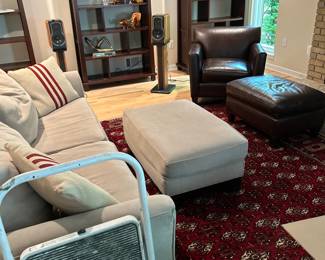 Storehouse tan 7 ft. sofa and ottoman. $390
