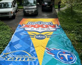 $200 Superbowl 2000 25'x15' banner from Chris Berman's, Boomer, on field studio. Great condition!
