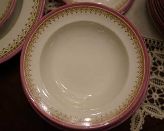 Antique Royal Worcester Pink and Gold Soup Dish
