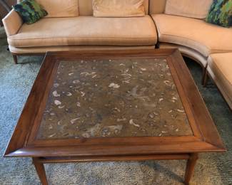 MCM Tomlinson coffee table, sculptural, wood, stone