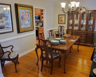 Queen Anne Style Table and Chairs with Leaves and Pads,