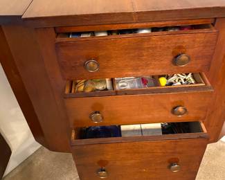 Seeing cabinet full of supplies