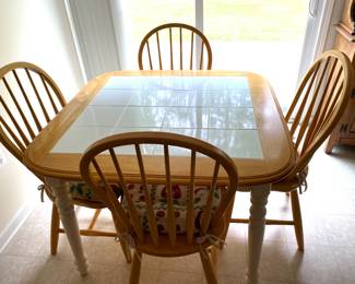 Tile and wood kitchen table with 4 chairs