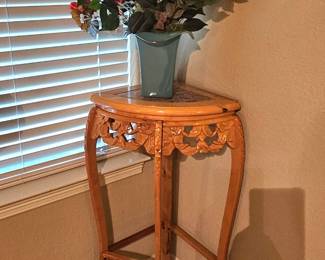 carved corner plant stand