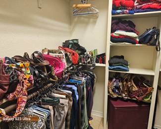 a closet full of purses