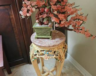 carved plantstand with Jade tree