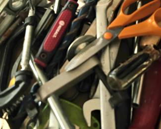 selection of hand tools, few power tools