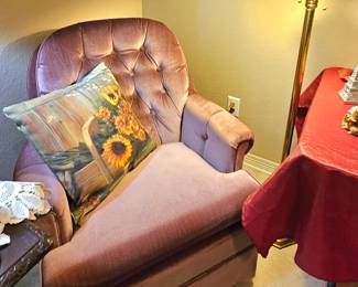 vintage rose chair, great spot to read