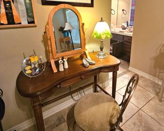 vanity with lots of add ons