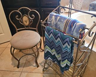 towel rack and chair