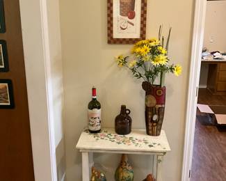 Stool outside laundry room with decor
