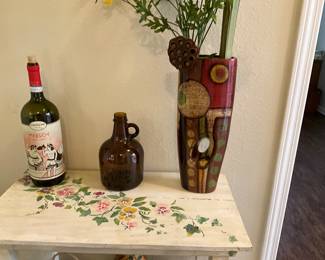Table outside of laundry room - with decor