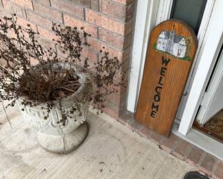 Front porch - planter & welcome sign