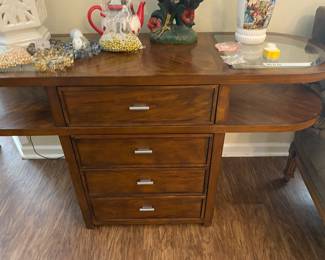 Next to Breakfast table - very unique & beautiful desk with glass inserts 
