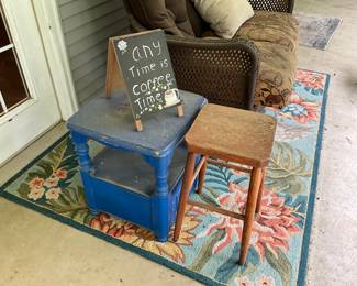 Back porch - rug underneath end table & stool