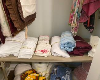 Closet with linens in painting bedroom