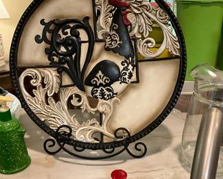 Kitchen - Rooster platter with stand