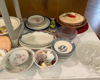 Kitchen - Platters, pie plates, matching bowl set in front, bowls & miscellaneous plates in various sizes