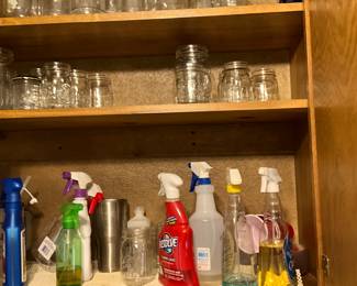 Laundry room - second cabinet - miscellaneous cleaners & more canning jars