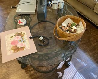 Master bedroom coffee table with glass top