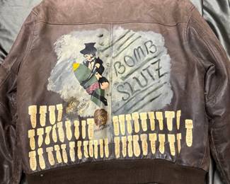 Civilian air corps style painted bomber jacket