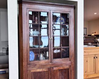 16 PANE ANTIQUE CORNER CABINET