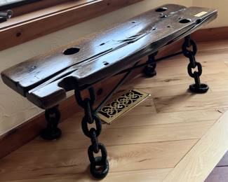 ONE OF A KIND PIECE OF HISTORY! BRASS PLAQUE READS "OAK PLANK FROM THE STEAMER NEW ORLEANS SANK - THUNDER BAY ISLAND - ALPENA MICH - JUNE 11, 1849" (SEE NEXT PHOTO)