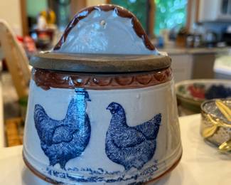 VINTAGE ROOSTER HEN CHICKEN SALT CELLAR WALL BOX