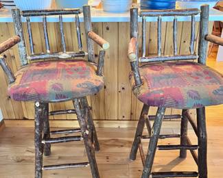 RUSTIC HICKORY TWIG BAR STOOLS