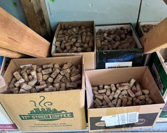 BOXES AND BOXES OF WINE CORK TOPS