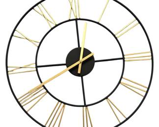 Modern Gold Metal Roman Numeral Clock
