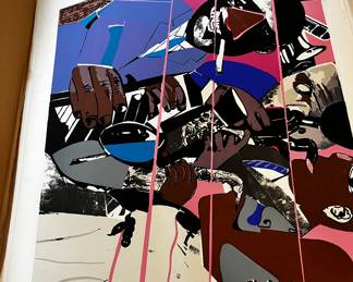 "Jazz II". Circa 1980. Signed Romare Bearden