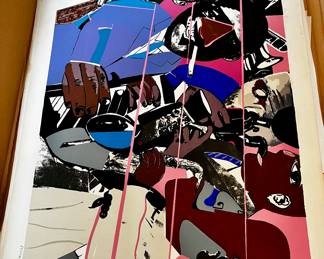 "Jazz II". Circa 1980. Signed Romare Bearden