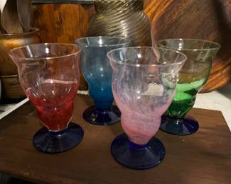 Ivat Crystal Set of 4 Mid-Century Italian Art Glass Glasses